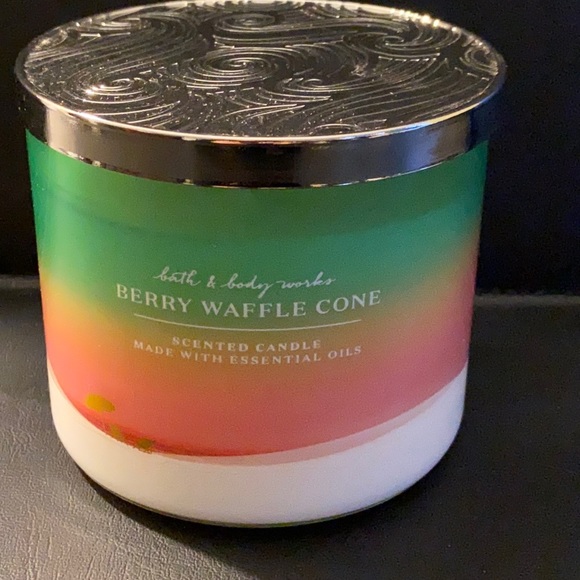Bath & Body Works Other - NEW: BERRY WAFFLE CONE 3 Wick Candle Candle Bath & Body Works Summer Ice Cream
